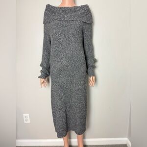 Rachel Zoe Off the Shoulder Charcoal Long Sleeve Sweater Dress